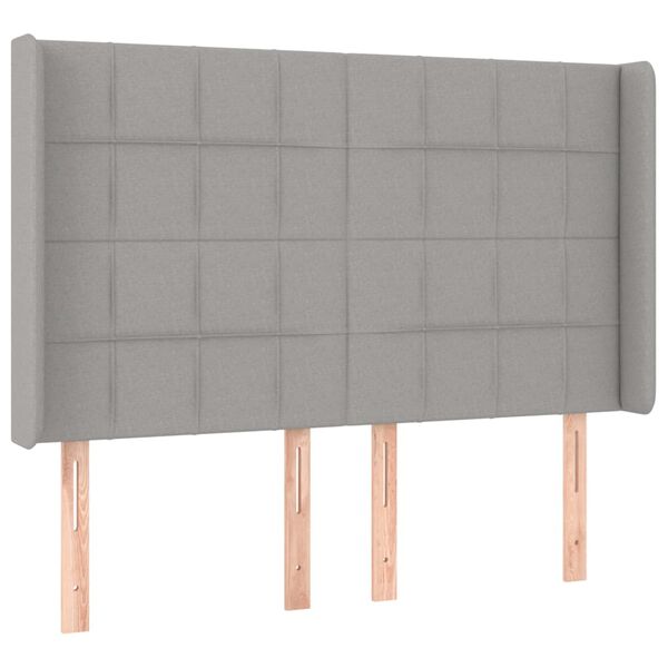 vidaXL Hoofdbord LED 147x16x118/128 cm stof lichtgrijs