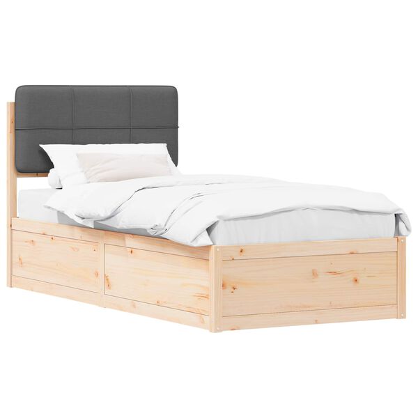 vidaXL Bedframe met Gevoerd Hoofdgedeelte Donkergrijs 75 x 190 cm