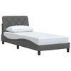 vidaXL Bedframe zonder matras 90x190 cm stof donkergrijs
