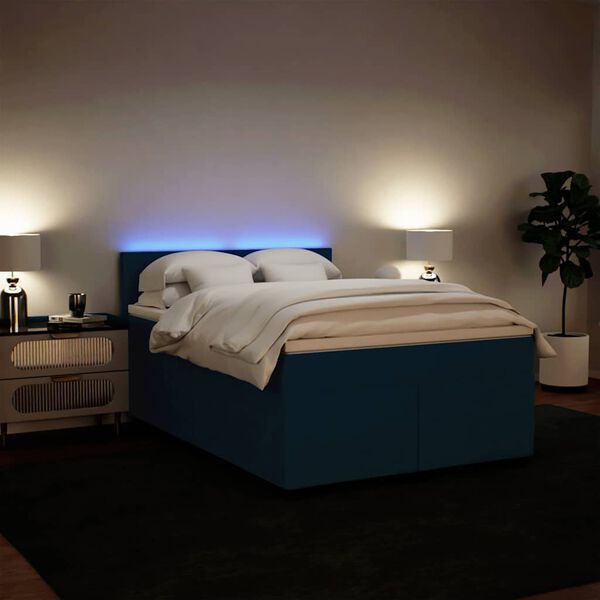 vidaXL Boxspring met matras fluweel blauw 140x190 cm
