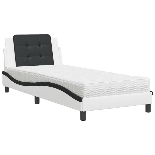 vidaXL Bedframe zonder matras "Zadar" kunstleer zwart en wit 80x200 cm