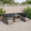 vidaXL Tuin Sofa Set met opslag 10 pcs Grijs Poly riet