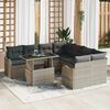 vidaXL Tuin Sofa Set met kussen 9 pcs Lichtgrijs Poly riet