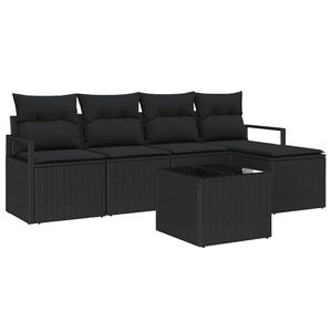 vidaXL Bankstel 6 st Zwart poly rattan