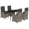 vidaXL 5-delige Tuinset met kussens poly rattan grijs