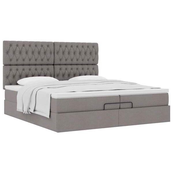 vidaXL Ottoman bed met matrassen 200x200cm stof taupe