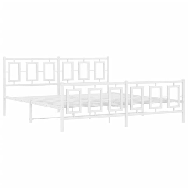vidaXL Bedframe met hoofd- en voeteneinde metaal wit 183x213 cm