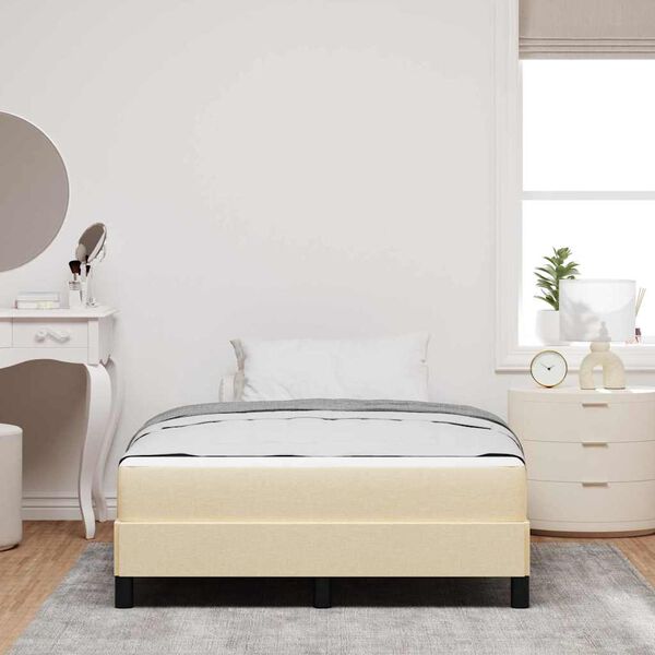 vidaXL Boxspringbed met matras Cr&egrave;me 120 x 200 cm Stof