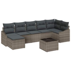 vidaXL Tuin Sofa Set met kussen 8 pcs Lichtgrijs poly rattan