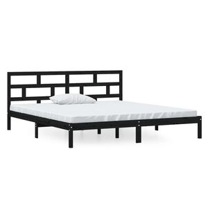 vidaXL Bedframe massief grenenhout zwart 140x190 cm