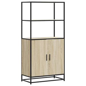 vidaXL Hoge kast 68x35x139 cm bewerkt hout en metaal zwart