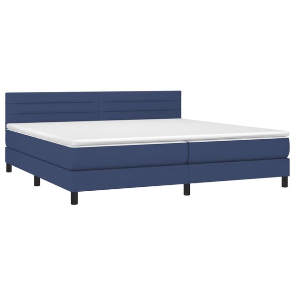 vidaXL Boxspring met matras en LED stof blauw 200x200 cm
