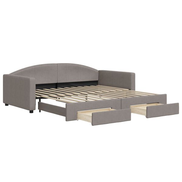 vidaXL Slaapbank met onderschuifbed en lades 100x200 cm stof taupe