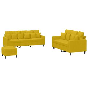 vidaXL 3-delige Loungeset met kussens fluweel geel