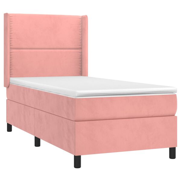 vidaXL Boxspring met matras en LED fluweel roze 80x200 cm