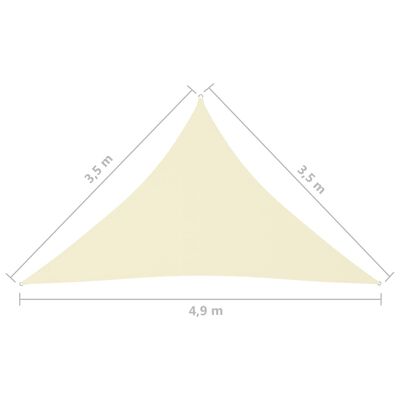 vidaXL Zonnescherm driehoekig 3,5x3,5x4,9 m oxford stof crèmekleurig