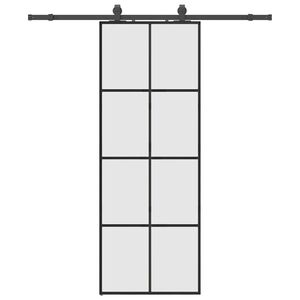 vidaXL Schuifdeur met beslagset 76x205 cm ESG glas zwart