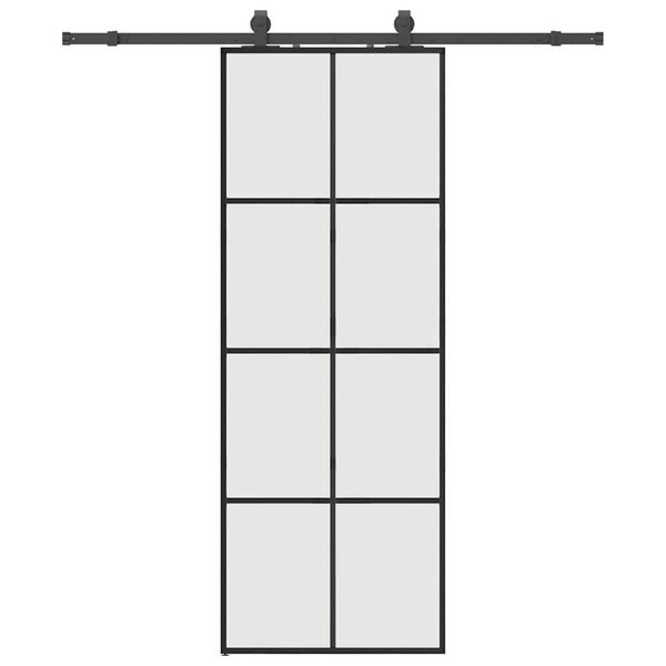 vidaXL Schuifdeur met beslagset 76x205 cm ESG glas zwart