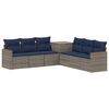 vidaXL Bankstel 7 st Grijs en Marineblauw Poly Rattan en Staal