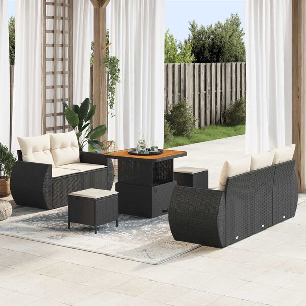vidaXL Tuin Sofa Set 8 pcs Zwart poly rattan