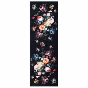 vidaXL Keuken Vloerkleed Zwart 180 x 60 cm Fluweel
