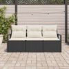 vidaXL Tuinbankenset met kussen 3 pcs Zwart en Wit poly rattan