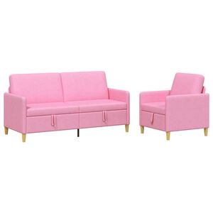 vidaXL Bankenset met opbergruimte 2 st Roze Polyester