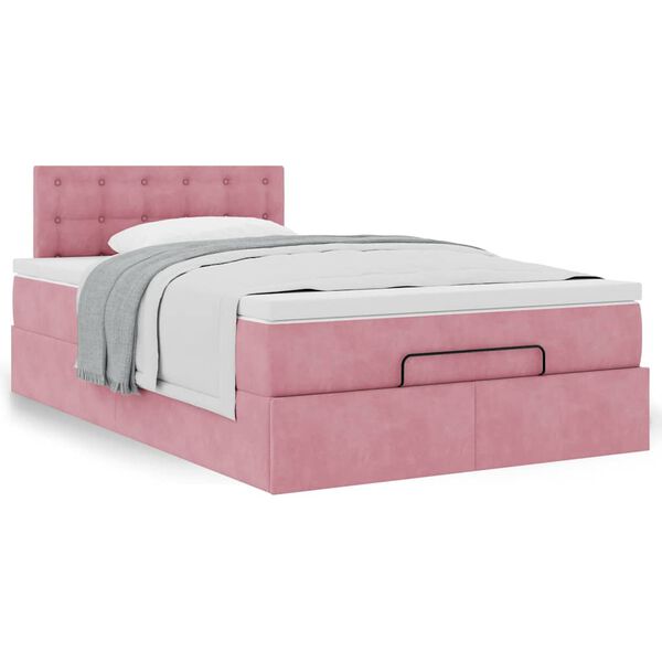 vidaXL Ottoman bed met matras 120x200cm fluweel roze