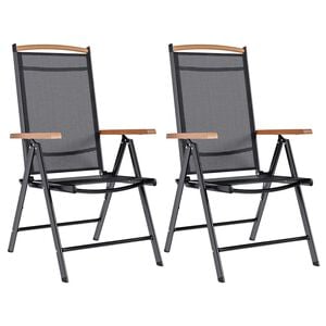 vidaXL Tuinstoelen inklapbaar 2 st aluminium en textileen zwart