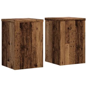 vidaXL Plantenstandaards 2 st 25x25x35 cm bewerkt hout oud houtkleurig