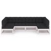 vidaXL 6-delige Loungeset met kussens massief grenenhout wit