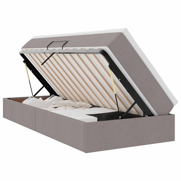 vidaXL Opslag bed met matras met matras Taupe 100 x 200 cm Polyester