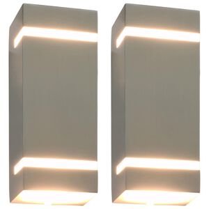 vidaXL Buitenwandlampen 2 st 35 W rechthoekig zilverkleurig