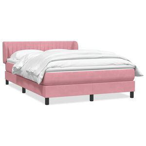 vidaXL Boxspring met matras fluweel roze 140x210 cm