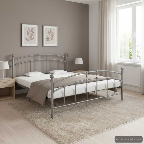 vidaXL Bedframe metaal grijs 180x200 cm
