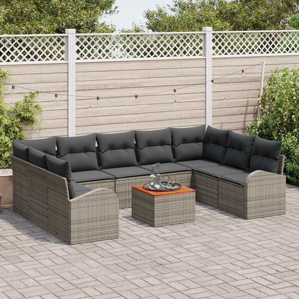 vidaXL Tuin Sofa Set 10 pcs Grijs