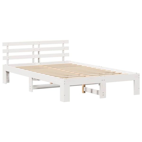 vidaXL Bedframe met hoofdeinde Wit 120 x 200 cm Massief grenenhout