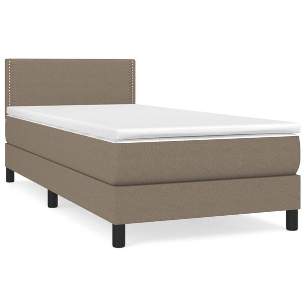 vidaXL Boxspring met matras stof taupe 90x190 cm