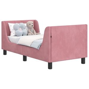 vidaXL Peuterbedframe met hoofdbord Roze 70 x 140 cm Fluweel