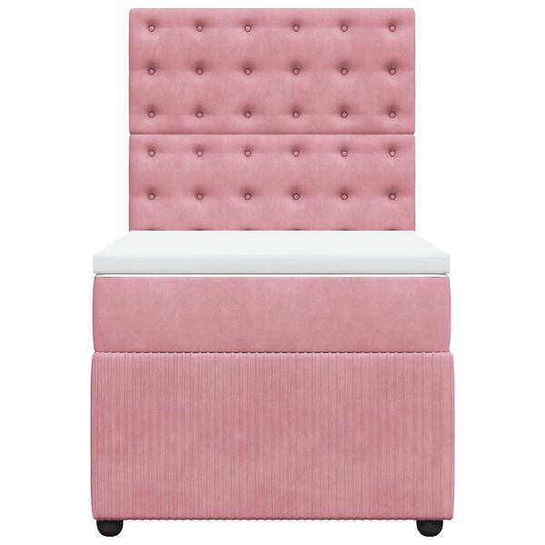 vidaXL Boxspring met matras fluweel roze 80x200 cm