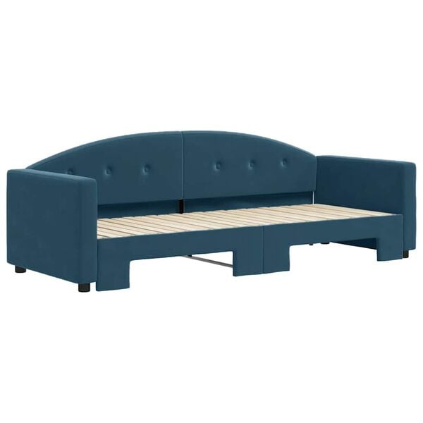 vidaXL Slaapbank met onderschuifbed 80x200 cm fluweel blauw