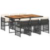 vidaXL 7-delige Tuinset met kussens poly rattan zwart