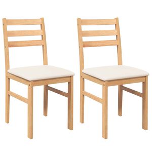 vidaXL Eetkamerstoelen met kussens 2 st massief hout rubber