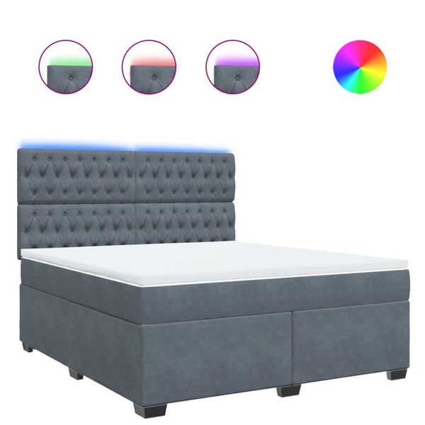 vidaXL Boxspring met matras fluweel donkergrijs 180x200 cm