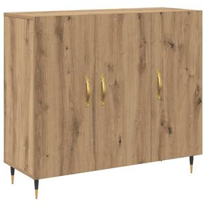 vidaXL Dressoir Artisan Eiken 90 x 34 x 80 cm Bewerkt hout
