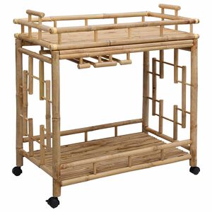 vidaXL Wijn Trolley Met Wielen Naturel 85 x 50 x 93 cm Bamboe