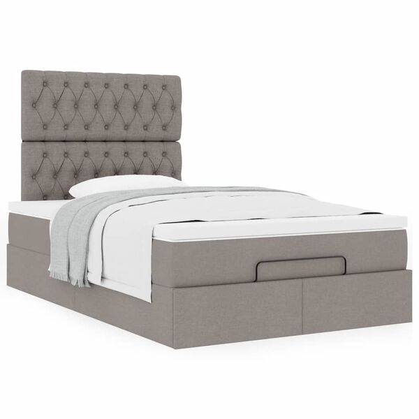 vidaXL Ottoman bed met matras 120x190 cm stof taupe