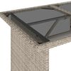 vidaXL Tuintafel met glazen blad 110x68x70 cm poly rattan lichtgrijs