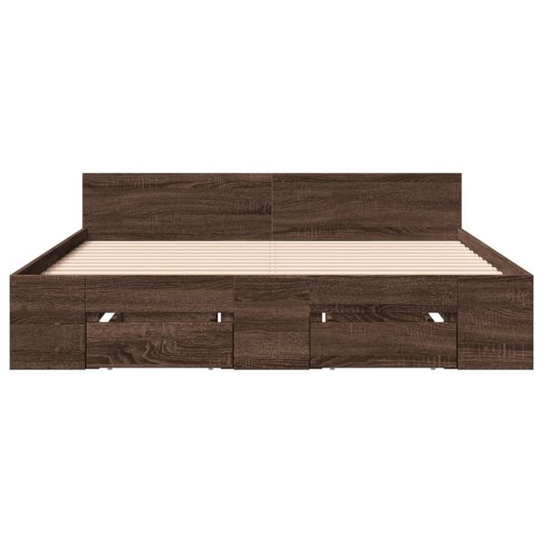 vidaXL Bedframe met lades bewerkt hout bruin eikenkleurig 120x200 cm
