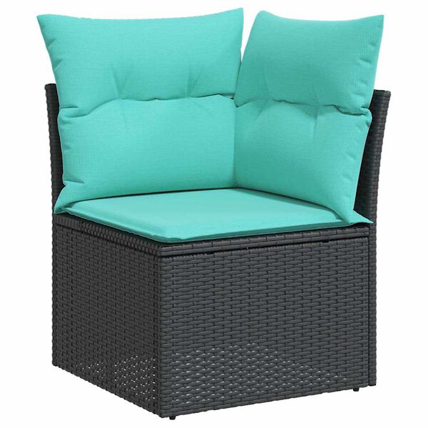 vidaXL 10-delige Loungeset met kussens poly rattan zwart